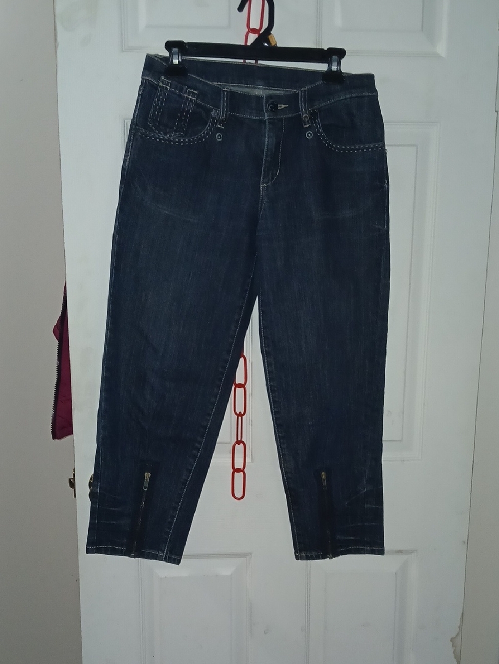 BCBGMaxAzria Dark Blue Cropped Jeans with Ankle Zips